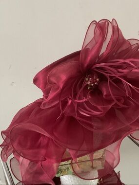 C.C. Boutique Deep Berry Organza Floral Fascinator